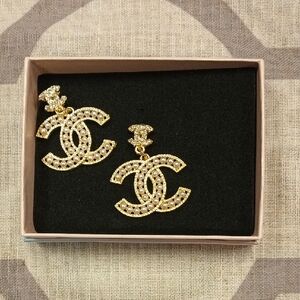 Elegant Gold and Silver Logo Earrings